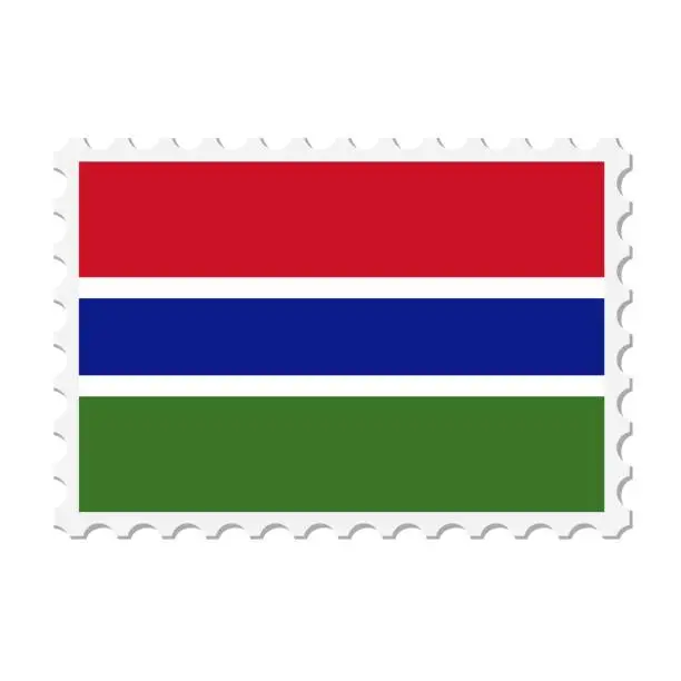 Vector illustration of Gambia postage stamp. Postcard vector illustration with Gambian national flag isolated on white background.