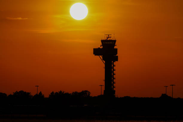 istock control tower in Hannover airport skyline sunset at a cloudy sky 1581192543