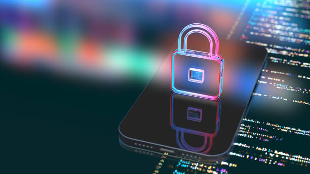 digital background innovation in security systems and data protection - sob proteção imagens e fotografias de stock