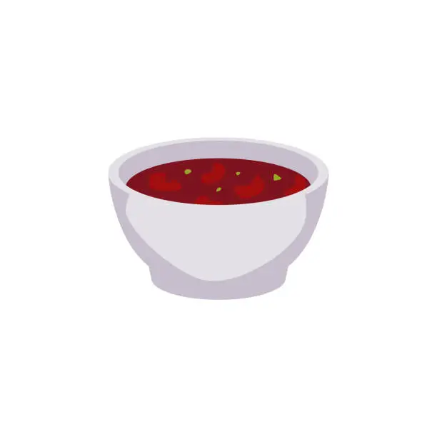 Vector illustration of Chili con carne traditional Mexican dish flat style, vector illustration