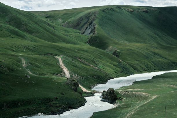 Saryjaz river valley in summer