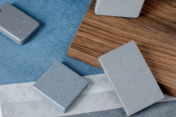 istock samples of finishing materials, close-up view, including various wooden laminates, interior wallpaper, gray artificial stone 1581269700