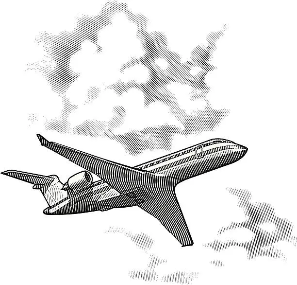 Vector illustration of Airplane and Clouds