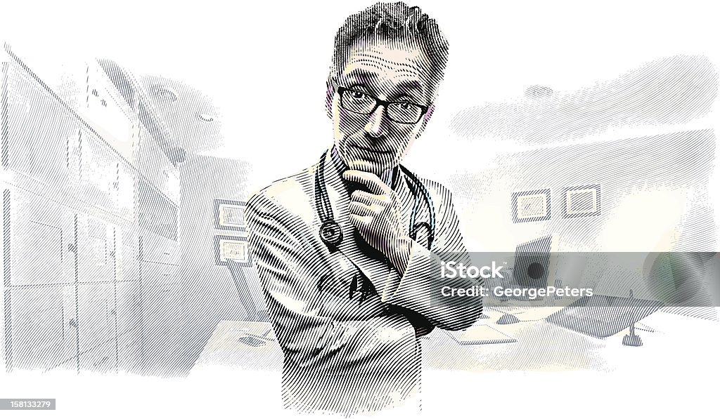Doctor en oficina - arte vectorial de Doctor libre de derechos