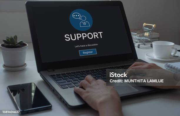 Help Desk Typing Helpdesk Support Information And Technical Support Concept On Laptop ...