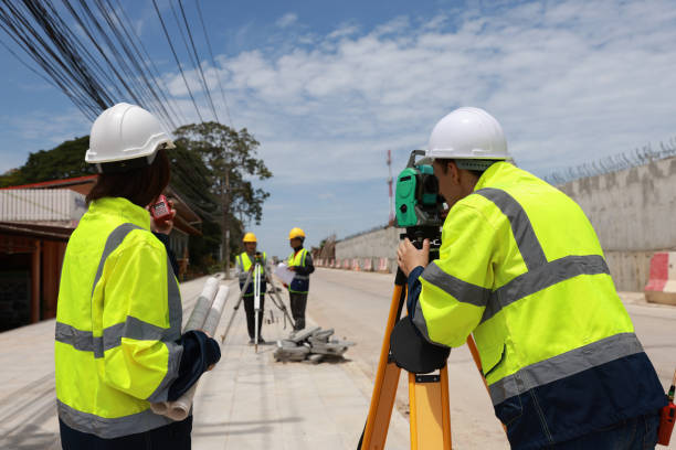 istock Civil engineers teamwork at road construction sites to supervise new road construction and inspect road construction sites. Road construction supervision. 1581515027