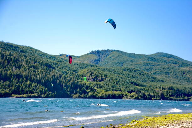istock Kiteboarding at Nitinat Lake on Vancouver Island, BC, Canada. 1581538018
