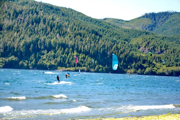 istock Kiteboarding at Nitinat Lake on Vancouver Island, BC, Canada. 1581538028