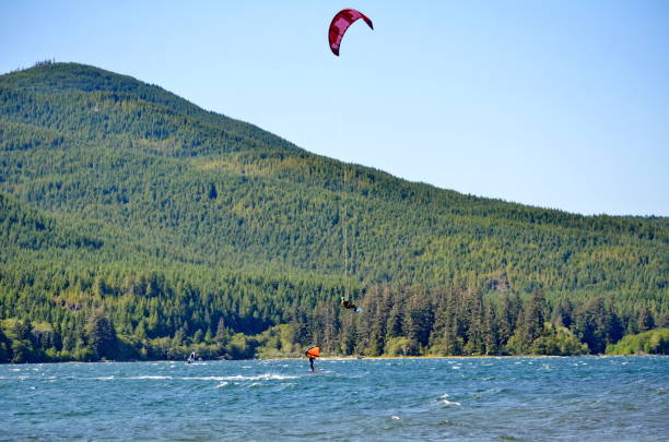istock Kiteboarding at Nitinat Lake on Vancouver Island, BC, Canada. 1581538543