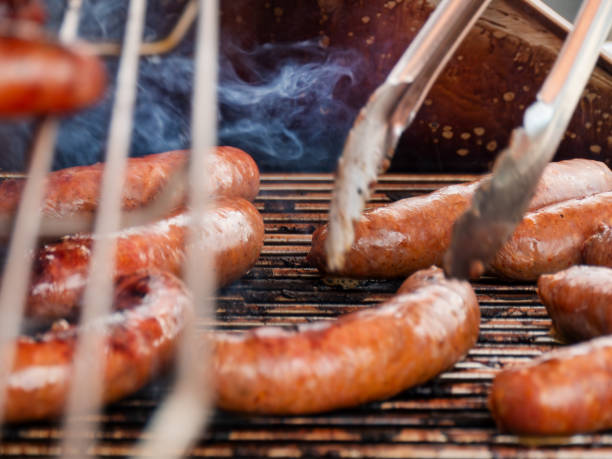 istock Classic Traditional German Bratwurst on the Grill 1581564866
