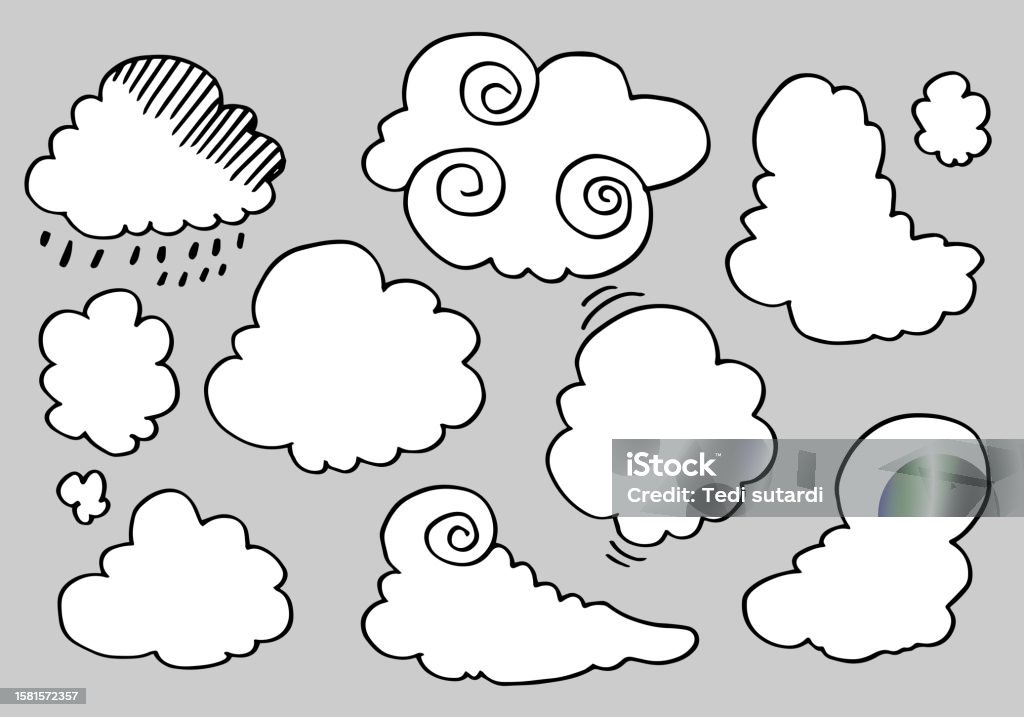 Counds Vector Hand Drawn Clouds Collection Flat Style Vector Illustration Stock ...