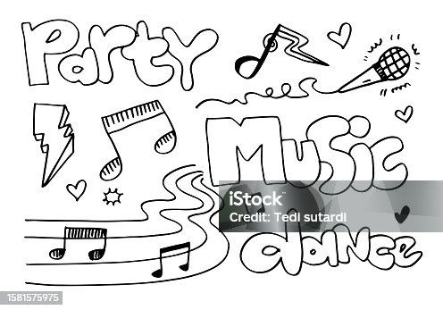 istock Music Background Hand drawn music set illustration. illustrations of music images, design concept. 1581575975