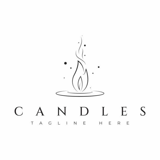 illustrazioni stock, clip art, cartoni animati e icone di tendenza di candela luce minimalista logo romanticismo lusso business ornamento e decorazione segno simbolo - relaxation candlestick holder decor decoration