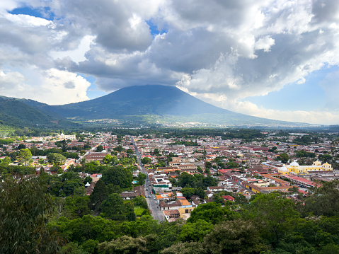 Panoramic view of the city of Antigua in Guatemala.