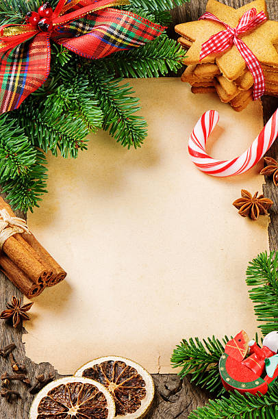 istock Frame with Christmas tree branches and vintage decorations 158161741