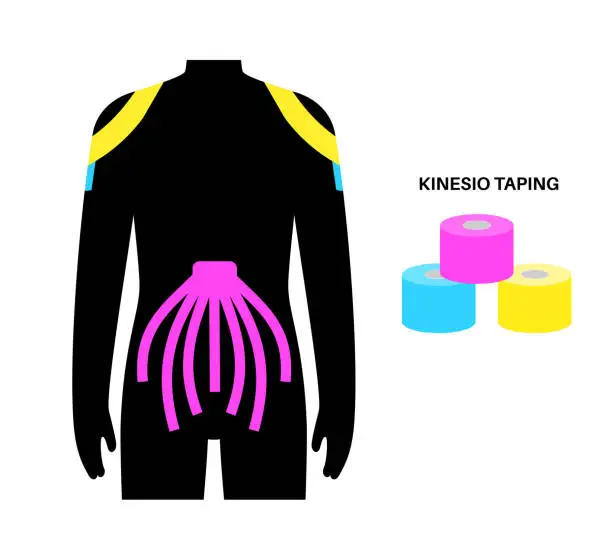 Vector illustration of Kinesiology therapeutic tape