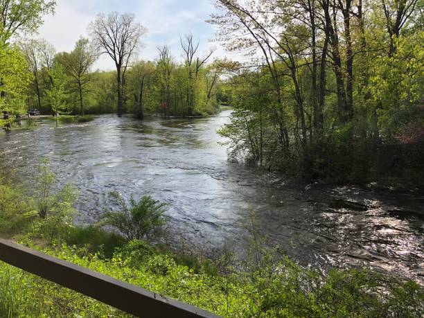 istock Flooding at a Michigan river near Ann Arbor. 1581619874