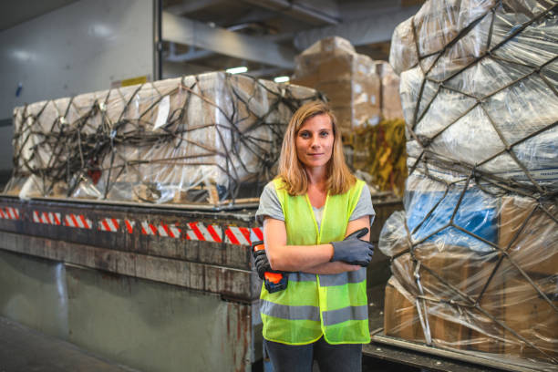 istock Caucasian Female Airport Warehouse Worker 1581633408