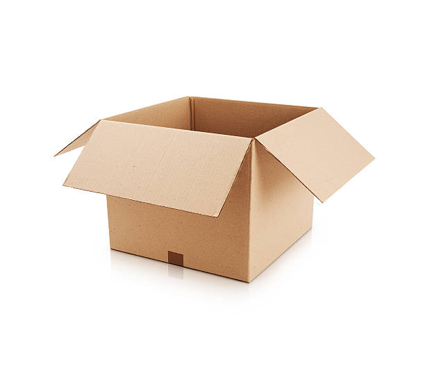 Open Box Cardboard box on white background box stock pictures, royalty-free photos & images