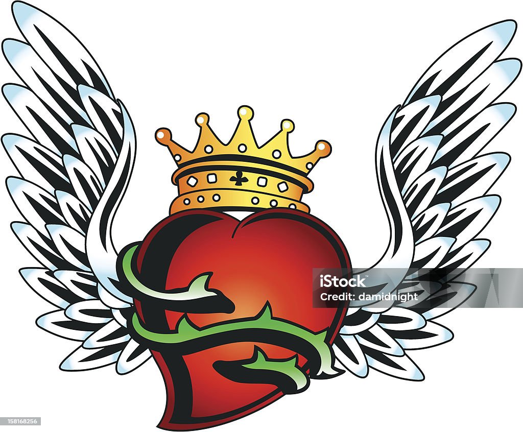 royal coração com design wing - Vetor de Coroa - Enfeite para cabeça royalty-free