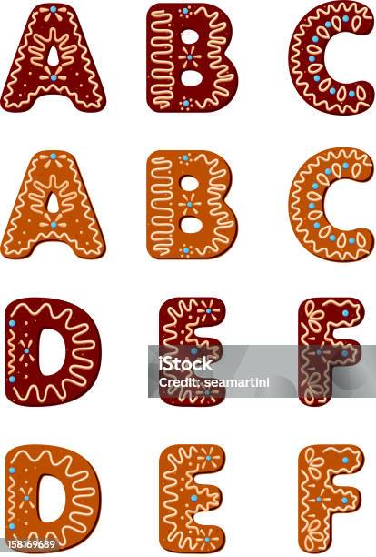 Gingerbread Alphabet Letters From A To F Stock Illustration - Download Image Now - Alphabet, Christmas, Cookie