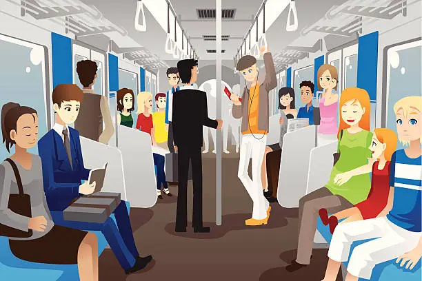Vector illustration of People in subway train