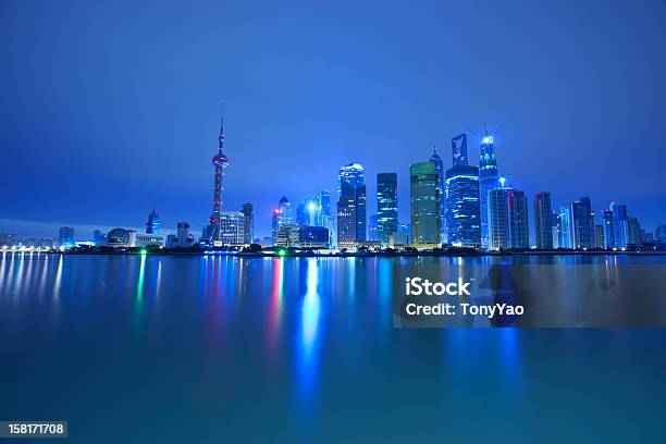 Night View Of Shanghai Huangpu River Stock Photo - Download Image Now - Architecture, Asia, Backgrounds