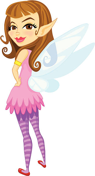 Brunette fairy vector art illustration