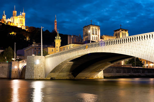 istock Lyon over the Saone river at cloudy night 158173828