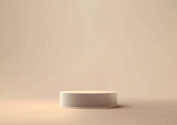 Vector illustration of 3D Beige Podium Stand on Beige Floor
