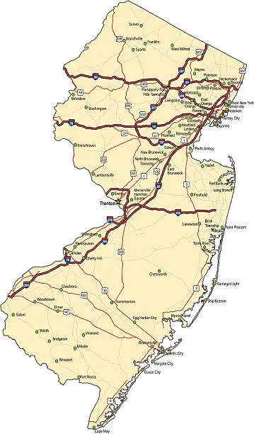 Vector illustration of New Jersey Highway Map