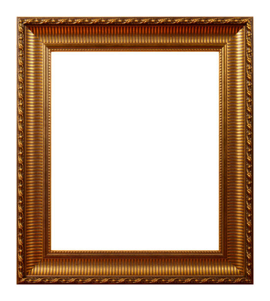 istock Antique gold frame isolated on the white background 1581748123