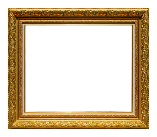 istock Antique gold frame isolated on the white background 1581748126