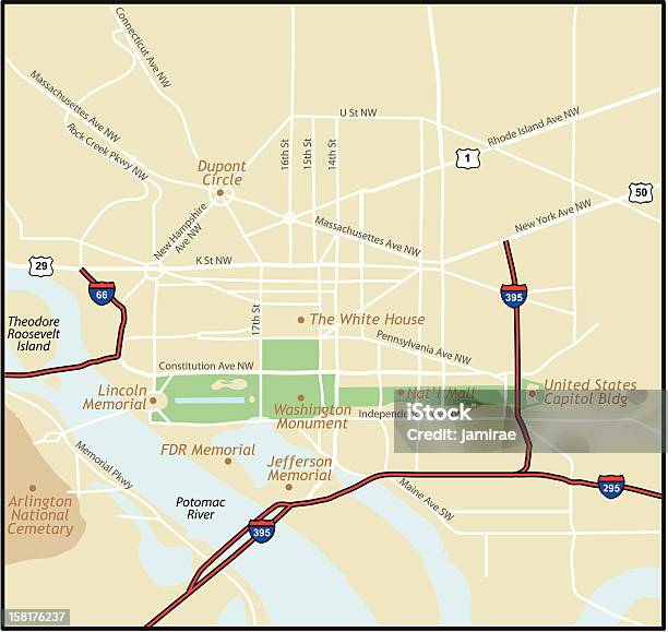 Dystrykt Kolumbii Mapy - Stockowe grafiki wektorowe i więcej obrazów Waszyngton DC - Waszyngton DC, Mapa, Ulica