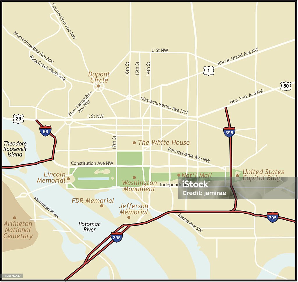 Distrito de Columbia (Washington, DC) mapa - Royalty-free Washington DC arte vetorial