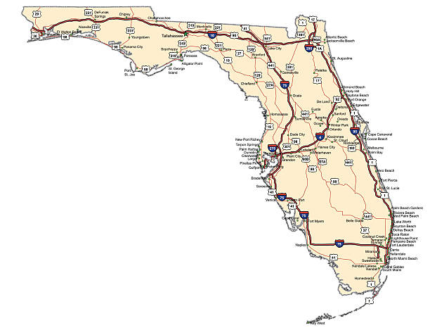 Florida Highway map vector art illustration