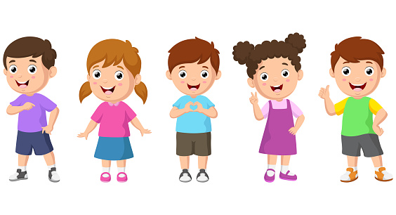 Vector illustration of Cute kids cartoon with different expressions