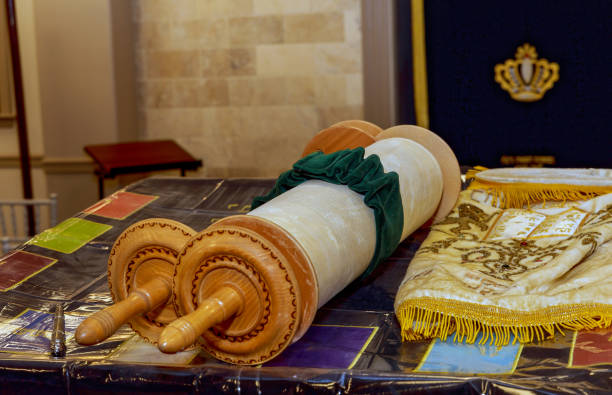 istock On Shabbat, Torah is ready to be read, it can be found on table in synagogue. 1581835970