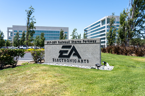Electronic Arts headquarters in Redwood City, California, United States - June 8, 2023. Electronic Arts Inc. is an American video game company.