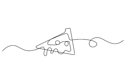 One continuous line pizza. Restaurant food pizzeria icon single line drawing. Vector illustration. Eps 10. Stock image.