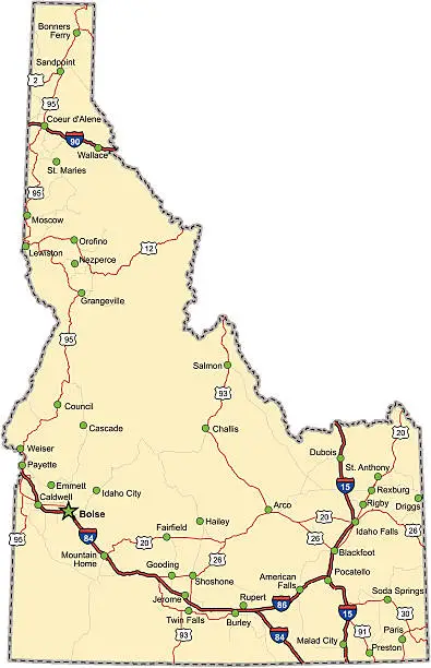 Vector illustration of Idaho Highway Map