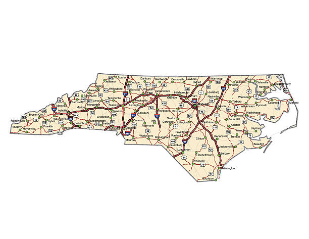 North Carolina Highway Map vector art illustration