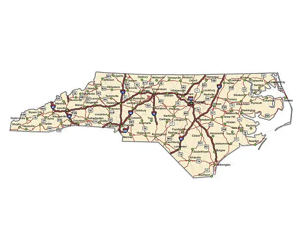 Vector illustration of North Carolina Highway Map