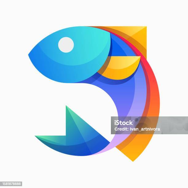 Gradient Fish Vector Illustration Fish Gradient Colorful Style Stock Illustration ...