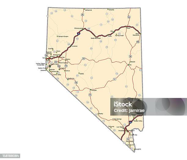 Ilustración de Nevada Highway Mapa y más Vectores Libres de Derechos de Nevada - Nevada, Mapa, Vector