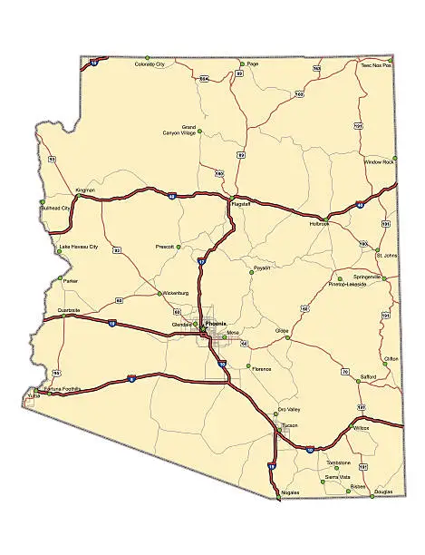 Vector illustration of Arizona Highway Map