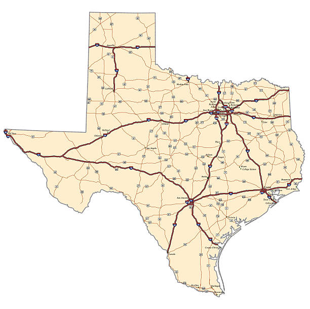 Texas Highway Map vector art illustration