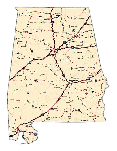 Vector illustration of Alabama Highway Map