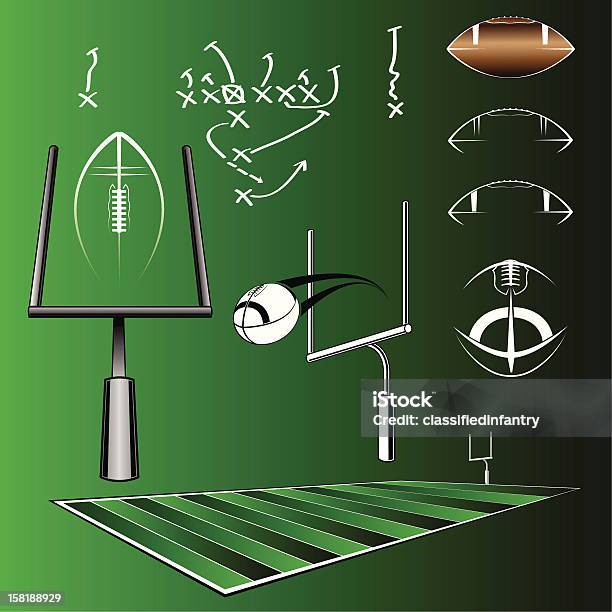Vetores de Conjunto De Futebol e mais imagens de Futebol Americano - Bola - Futebol Americano - Bola, Futebol Americano, Caderno do treinador