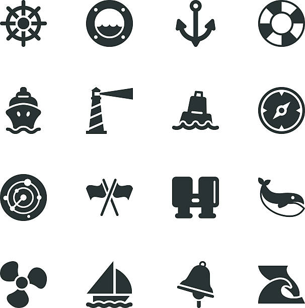 Nautical Silhouette Icons Nautical Silhouette Vector File Icons. buoy stock illustrations